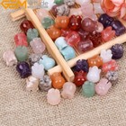 4pcs Natural Gemstone Plant Flower Charms Hand Carved Beads For Jewelry Making