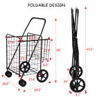 Costway Folding Shopping Cart Jumbo Basket Grocery Laundry Travel With Wheels
