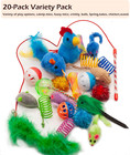 Cat Toys  Kitty Variety Pack For Kitten Cats  20 Count Plush  Teaser   Ball Catn