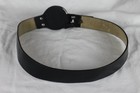Black Wide Bonded Leather Belt Large Distressed Silver O-ring Buckle Women s