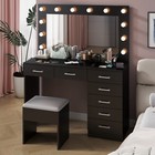 Large Vanity Set Makeup Desk Dressing Table With 7 Drawers Glass Tabletop