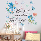 Inspirational Quotes Wall Decals Flower Wall Stickers Positive Saying Wall Decor