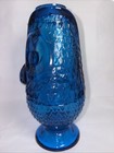 Vintage Mcm Viking Glass Blue Dark Owl Fairy Lamp Made In 1970