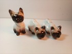 Vtg Set Of 3 Enesco Siamese Kitty cat Blue Eyes Ceramic Shelf Sitter Figurines