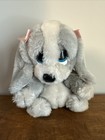 Sad Sam Honey Dog Stuffed Animal  Vintage 1980s Gray Puppy Plush With Pink Bows 