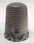 Antique Sterling Silver  7 Sewing Thimble Floral Motif With Monogram