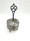 Antique Filigree Soft Metal Lipstick Tube Holder Footed For Vanity German