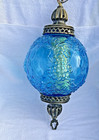 Vintage Blue Hanging Plug-in- Swag Lamp  Ceiling Light On Chain