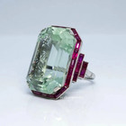 7ct Vintage Art Deco Style Aquamarine   Ruby Anniversary 14k White Gold Fn Ring