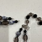 Glass Beaded Jewelry Set Necklace Bracelet   Earrings Black Gray Silver Oval