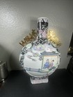 Large Antique Chinese Famille Rose Moon Flask Vase Hand Painted Porcelain