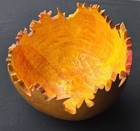 Beautiful Vtg Hand Painted And Carved Gourd Leafy Design Bowl Display     