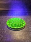 Vintage Uranium Satin Glass Oval 13 Hole Flower Frog