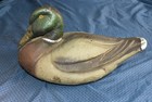 Very Nice Vintage Carry Lite Paper Mache Drake Mallard Duck Decoy W  Glass Eyes