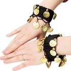 Fashion Belly Dance Wrist Ankle Cuff Arm Bracelet Gold Coins Hand Decoration Us