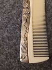 Silver Dresser Vanity Set Comb   Mirror 2 Piece Antique Vintage Butterfly B3