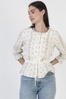 Vtg Off White Victorian Blouse Button Up Calico Lace Edwardian Lawn Peasant Top