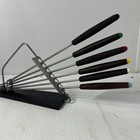 6  Vintage Imperial Fondue Fork Set Rosewood Handles   Stainless Steel W  Stand