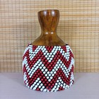 Red And White Beaded Gourd Shekere Instrument  Large Shekere For Big Hands