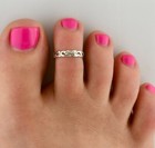 Solid Metal 925 Silver Women Leaf   Flower Adjustable Toe Ring White Gold Plated