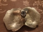 Vintage 1950 Hand Wrought Hammered Aluminum Nut Dish 8  Rose Handle Leaf Pattern