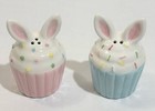             welcome Spring Ceramic Easter Bunny Ears Cupcake Salt   Pepper Shaker Set