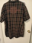 Harley-davidson Genuime Motorclothes Performance Shirt Black orange Plaid 2xl