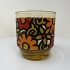 Set Of 4 Amber Boho Vintage 70   s Low Ball Glasses Stackable - Mid Century Modern