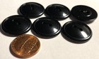 Set Of 6 Vintage Nos Glossy Black Plastic Sew-through Buttons 7 8  23mm 14809