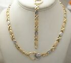 Diamond Cut Hugs   Kisses Bracelet Necklace Set 10k Two-tone Gold Plated Silver