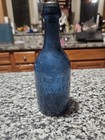 Blue Glass Soda Bottle  Embossed    pat   d       soda Water    E K B