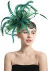 Sinamay Fascinator Flower Feathers Pillbox Hat Headband Hair One Size A Green