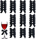 30 Pcs Bow Decor Black Ribbon Bows 3 3 Inch Satin Fabric Twist Tie Gift Wrap