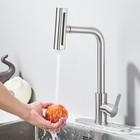 Brushed Nickel Kitchen Sink Faucet Pull Down Sprayer Single Handle Swivel Mixer