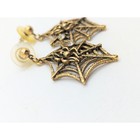 Vintage Halloween Spider Web Earrings Costume Jewelry Brass Rhinestone Gothic