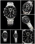 Longbo Men s Quartz Chronograph Analog Wristwatch Black Dial Silver Bracelet