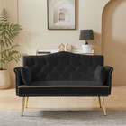 2 Seater Velvet Sofa Modern Loveseat Couch For Bedroom Living Room Studio Black