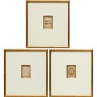 Arabic Miniature Illuminated Islamic Manuscript Pages Framed 3pc Lot