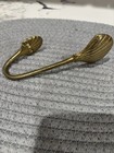 Vintage Brass Curtain Tie Backs Hooks Sea Shells Wall Mounted  Set Of Two