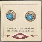 Vintage Navajo Authentic 925 Turquoise Sterling Silver Native American Earrings