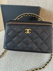 Chanel Makeup Black Quilted Chain Accent Shoulder Vanity Bag - Vip Gift Purse