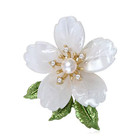 Luxury Rhinestone White Flower Brooch Gold Plant Pin Spring Summer Jewelry Gift