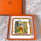 Hermes Paris Mini Change Tray Porcelain Siesta Orange Plants 8 X 8 Cm W  Box