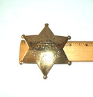Vtg Lapel Pinback Sheriff s Star Licensed Junk Collector Solid Brass Badge - 3 