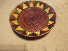 Vintage African Coiled Hand Woven Natural Wall Bowl Basket Multi Color Large