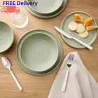 16-piece Bubble Reactive Stoneware Dinnerware Set Service For 4 Cream Tableware