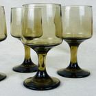 Vtg Set 4 Libbey Tawny Accent Footed Wine Glasses Retro 1970s Brown