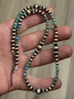 Sterling Silver Native American Sw Navajo Pearl Turquoise Bead Necklace  925