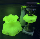 Fenton Uranium Custard Dogwood Student Lamp 20  Hp Signed Uv Glow Vtg Usa