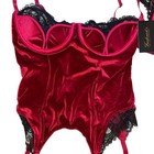 New Frederick s Of Hollywood Georgine Satin   Eyelash Edge Red   Black Corset M
